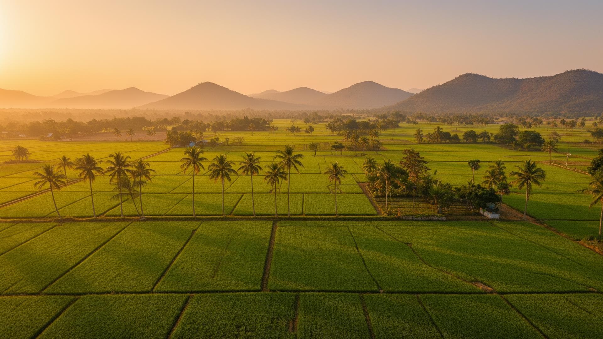 Tamil Nadu landscape at golden hour